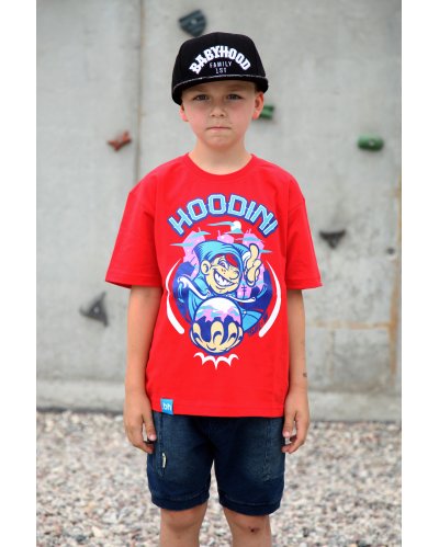 T-shirt BabyHood "Hoodini" czerwony